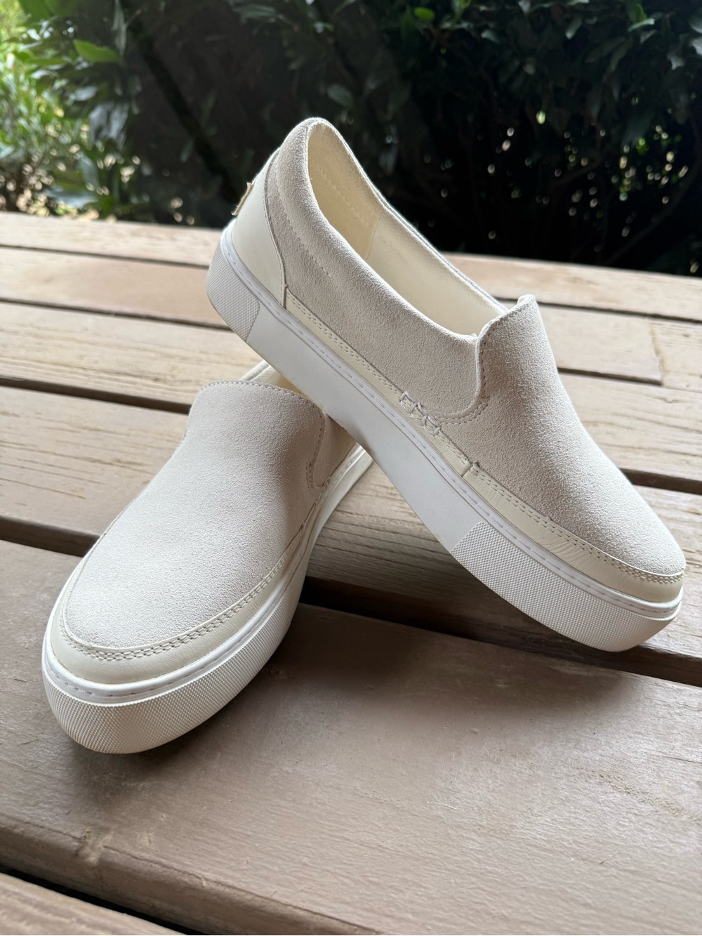 Women’s UGG suede off white slip on shoes 9.5
